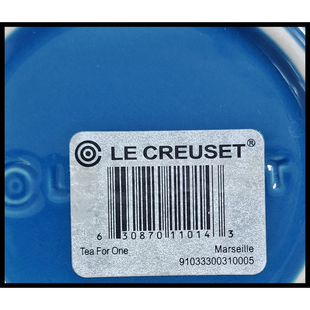 LE CREUSET 3 Piece Tea For One Teapot Cup Lid Set 10oz Stoneware Marseille Blue - Picture 8 of 10